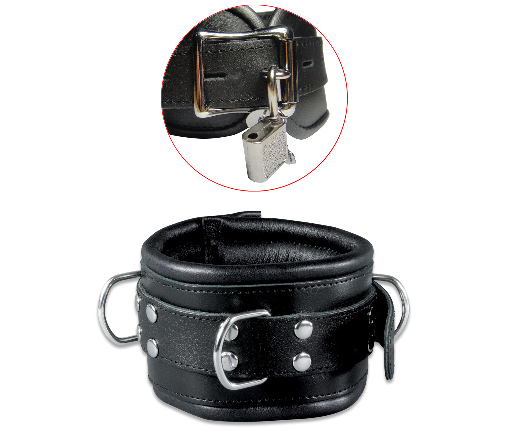 High Quality - Leder Halsfessel Schwarz abschließbar