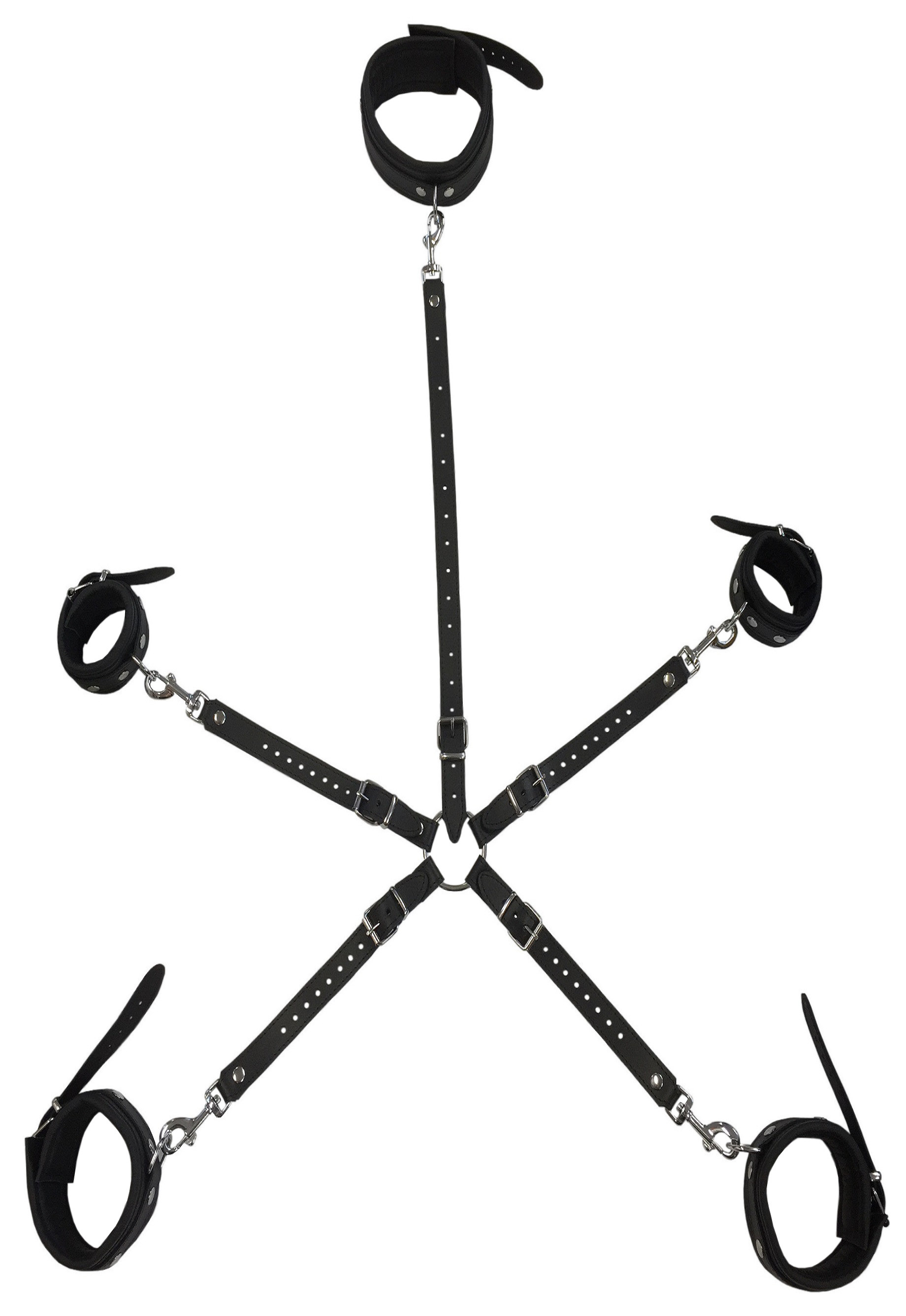 Universalverbindungsgurt mit Karabinerhaken "Hogtie" mit Zusatzhalsverbindung verstellbar und Fessel
