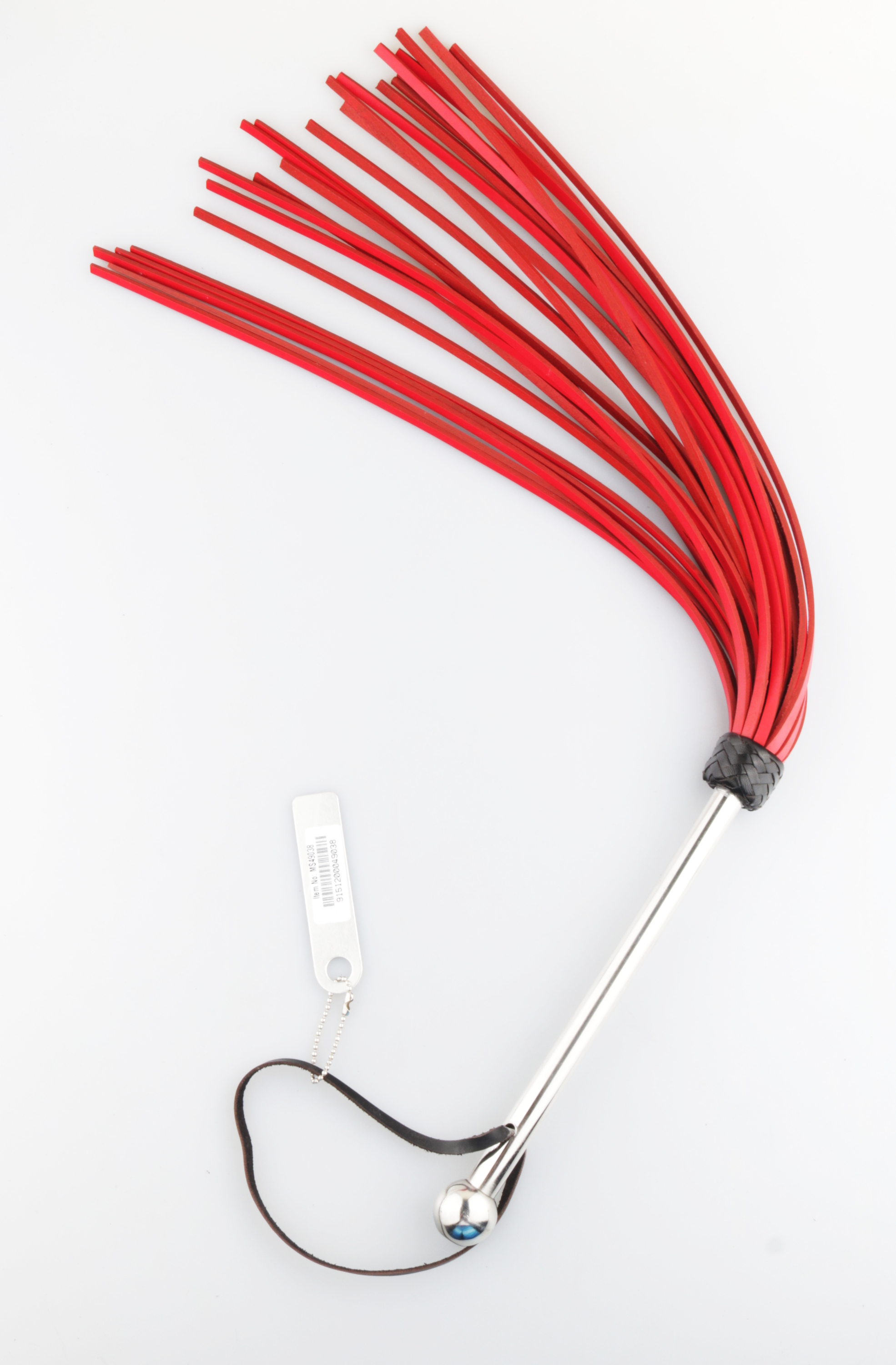 harter Flogger mit Metallgriff rot