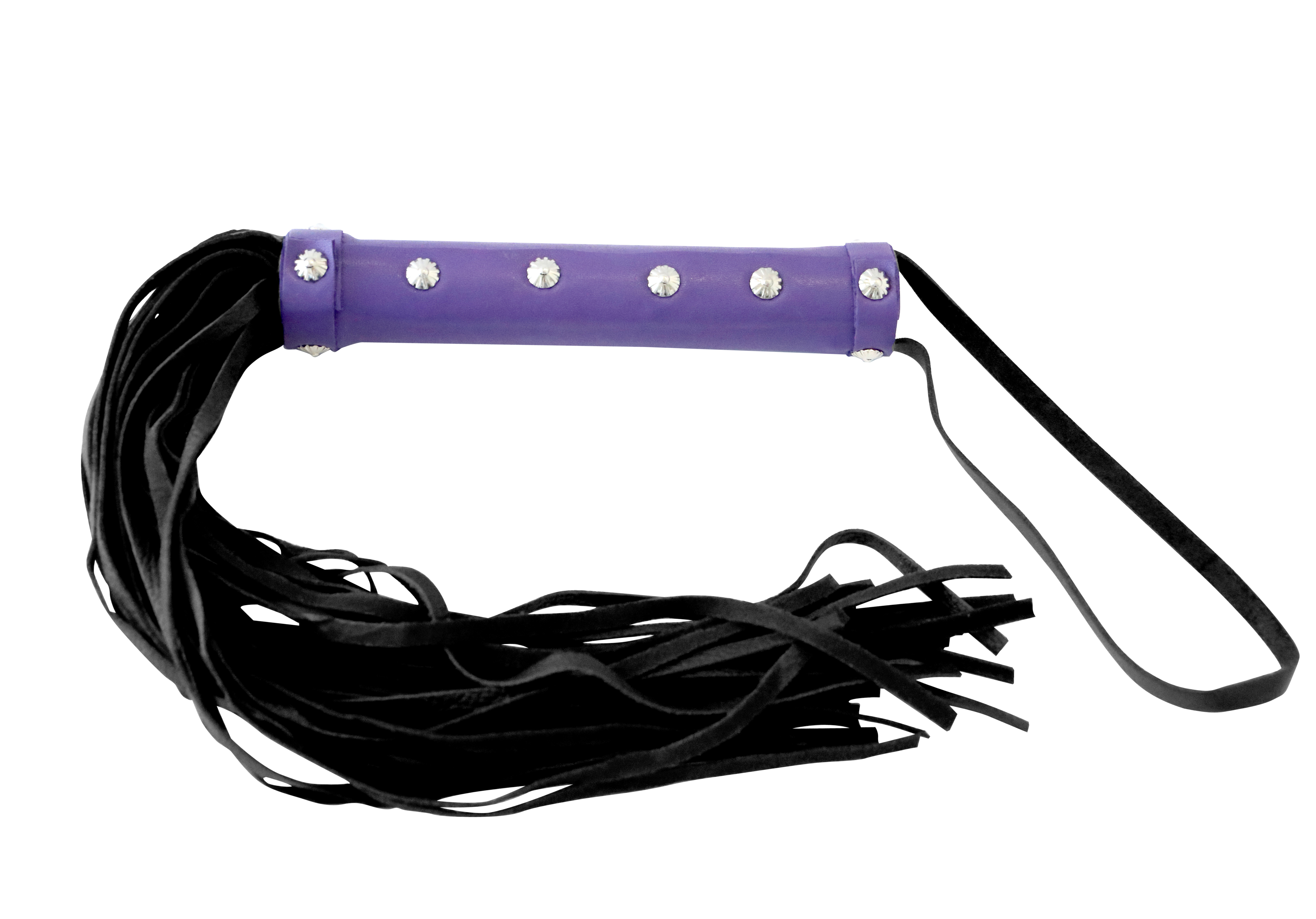 Peitsche aus Leder mit soften Riemen "Rivet Style" Lila