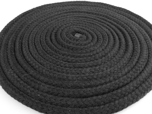 1 Meter Baumwoll-Seil 8mm schwarz mit Seele
