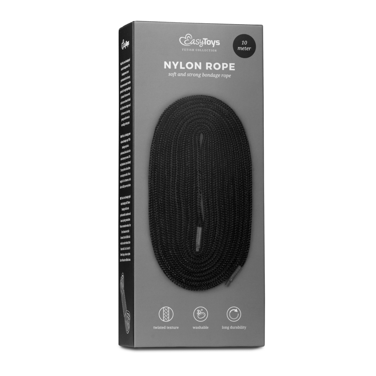 Schwarzes Bondage Seil - 10 m Nylon