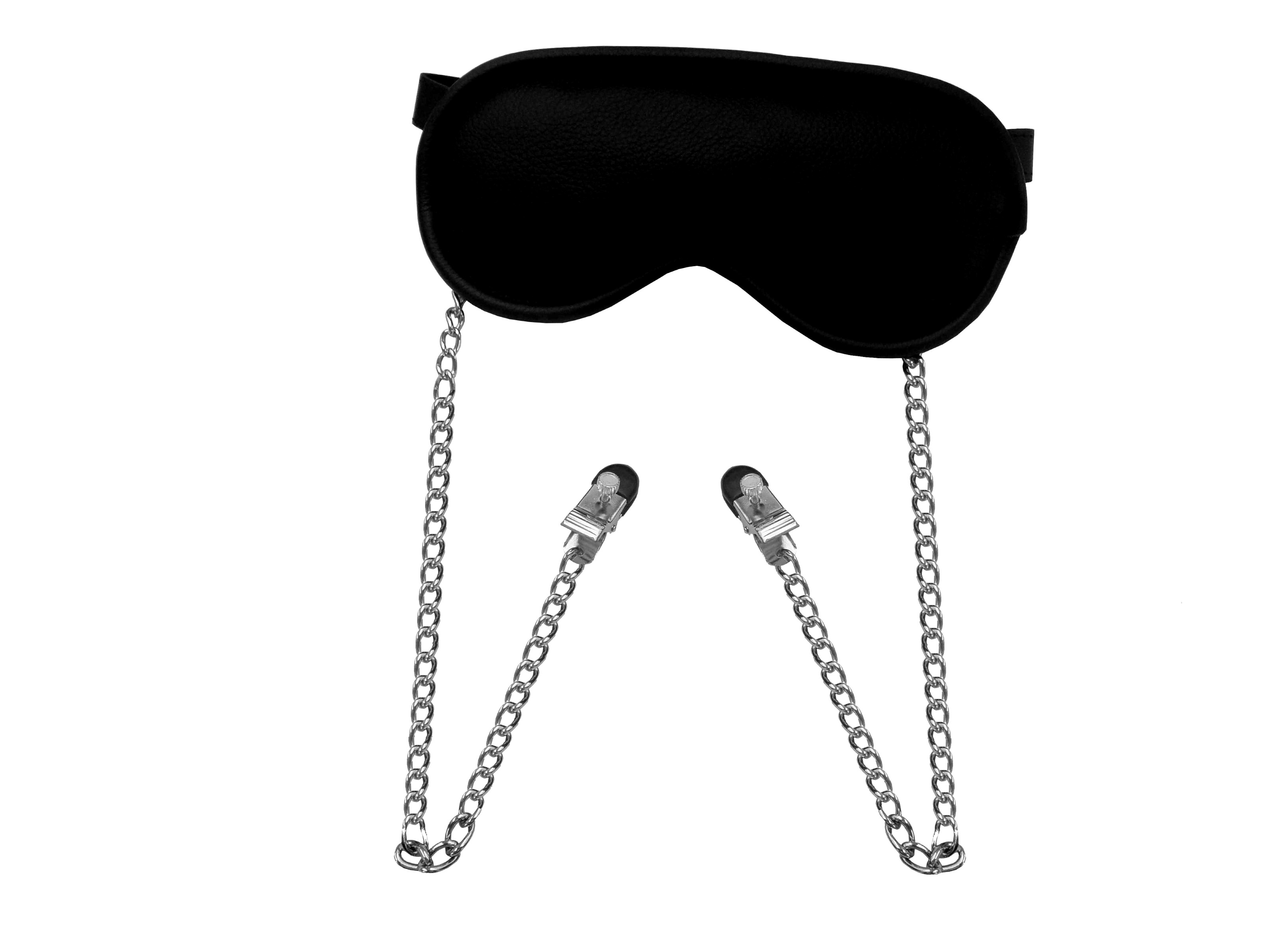 Lederaugenmaske mit Kette und Klammer